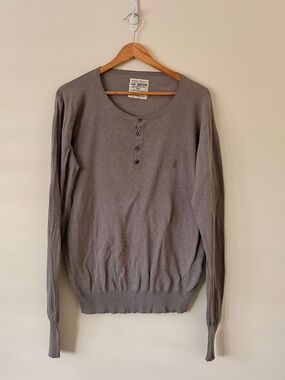 All Saints Crewneck Knit Sweater in Gray Tan